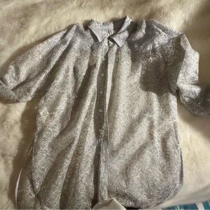 Anthropologie Light Gray Lace Shirt